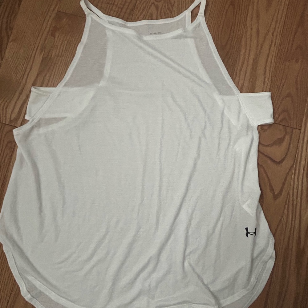 Under Armour White Asymmetrical Cut Out Sleeveless Tank Top
